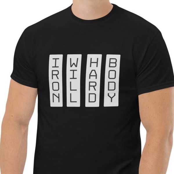 Iron Will Hard Body Gym Shirt | Unisex Cotton T-Shirt | Gym Clothing for Fitness & Strength Training | Trendy Workout Apparel