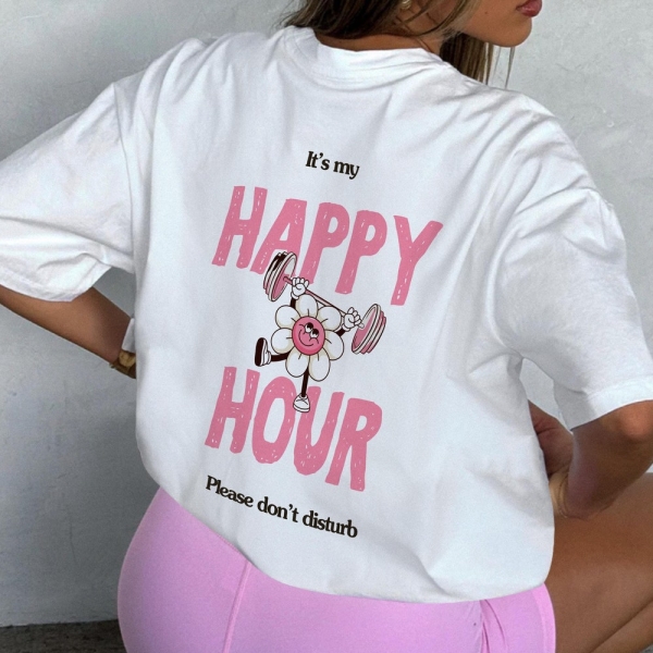 My Happy Hour Gym Edition Unisex T-Shirt, Gym Girl, Pilates Girl, Healthy Lifestyle Regular Fit T-Shirt, Gift For Her, Gym Outfit