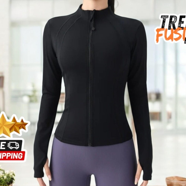 Sleek Women's Zip-Up Jacket | Slim-Fit Gym Training Clothes | Quick-Dry Running and Yoga Top | Lightweight Activewear for Sports