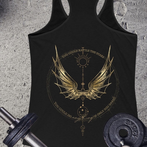 Fantasy Fitness Apparel: Women's Ideal Racerback Tank, ACOTAR Inspired 'You Could Rattle the Stars' Valkyrie Workout Tank, Amren Quote, Gym