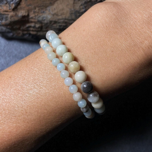 Natural Multicolor Chalcedony Round Stone Beads Bracelet,4mm 6mm Stone Beads,Handmade Custom Jewelry Gift for Women Men,Birthday Gift