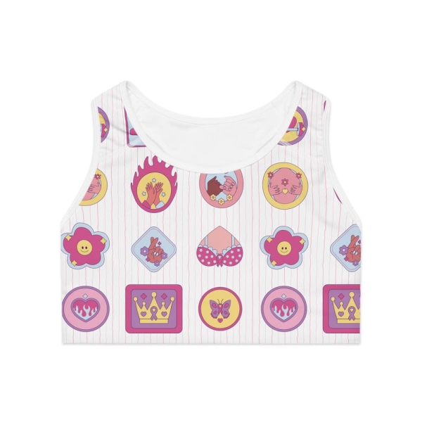 Colorful Girls Power Sports Bra, Athletic Workout Top, Fitness Gym Wear, Exercise Apparel, Activewear for Women