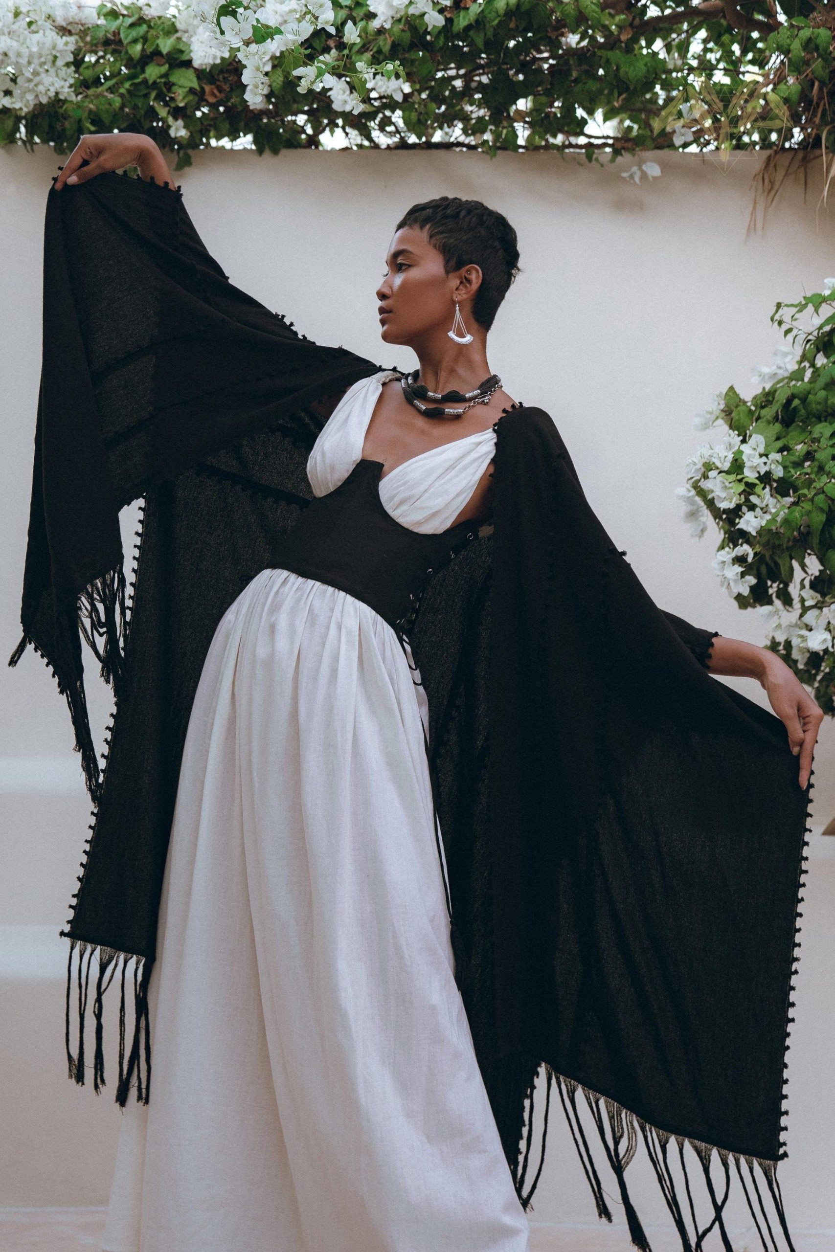 Black Poncho Robe Boho Cape For Women Prom