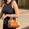 Cognac Brown Italian Leather Boston Bag Handmade Two